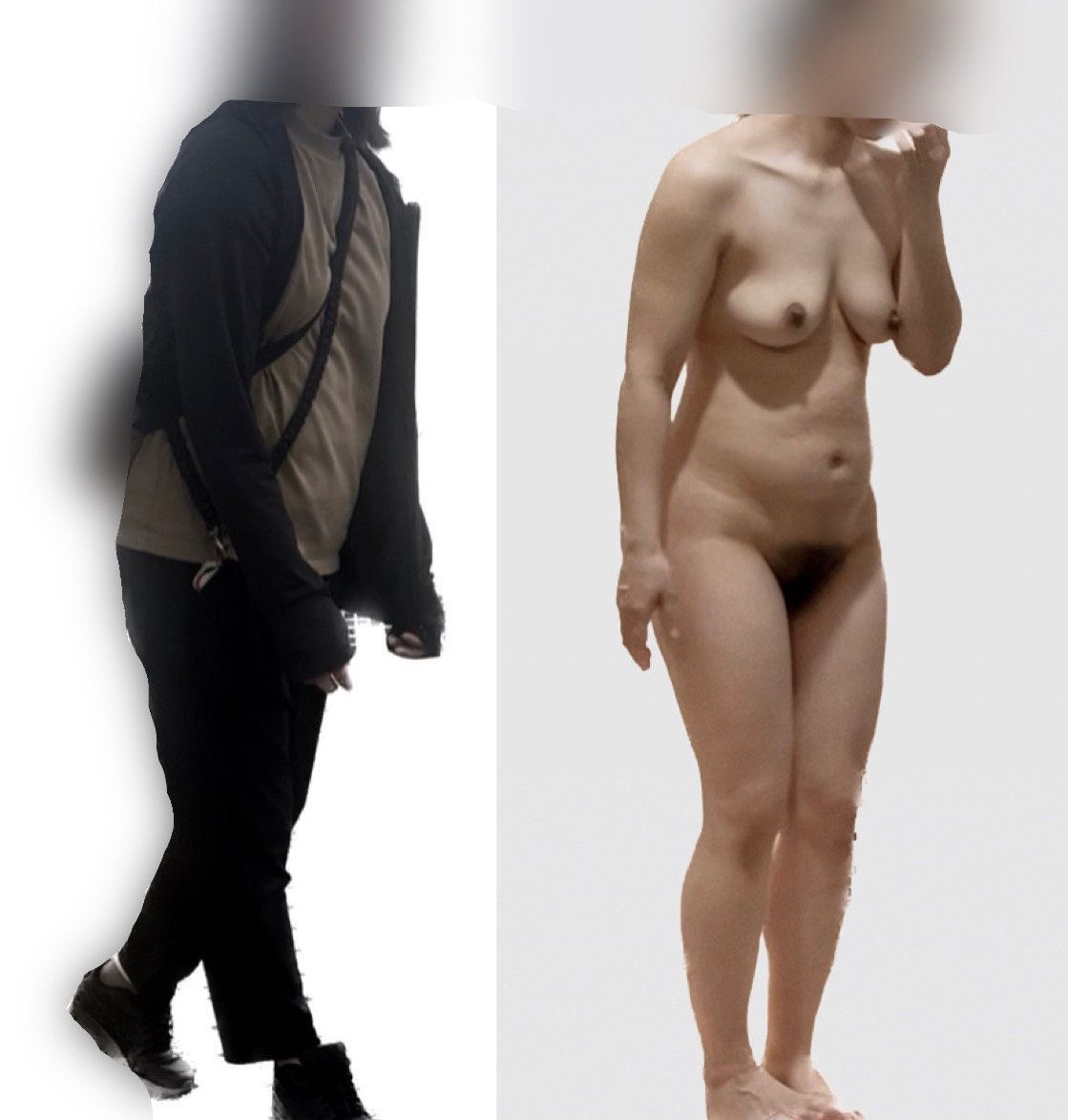 堅物妻の着衣と全裸の画像その2