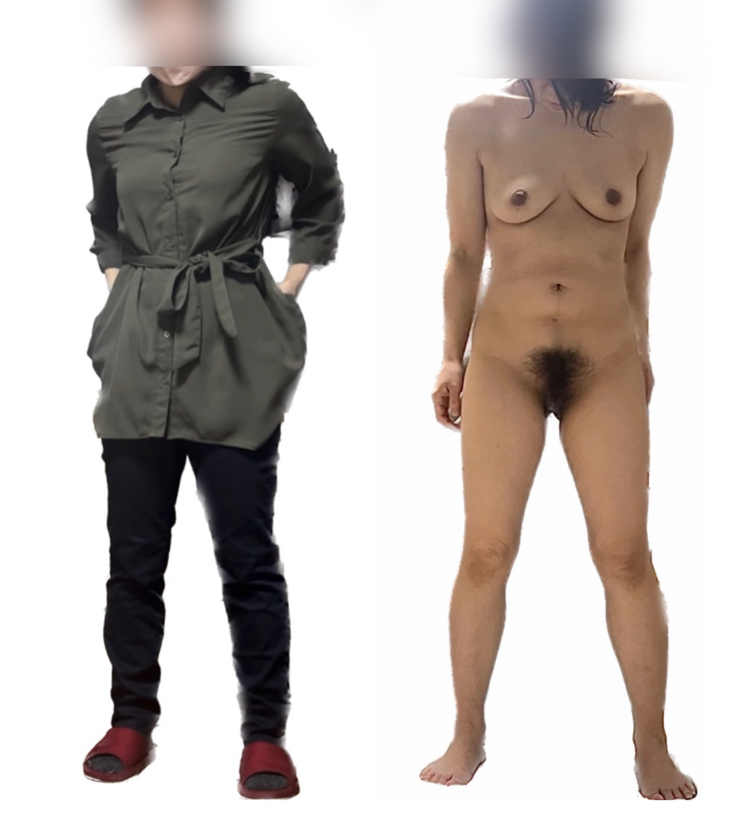 堅物妻の着衣と全裸の画像その1