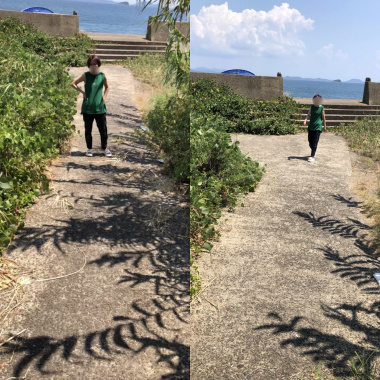 海で露出☀️