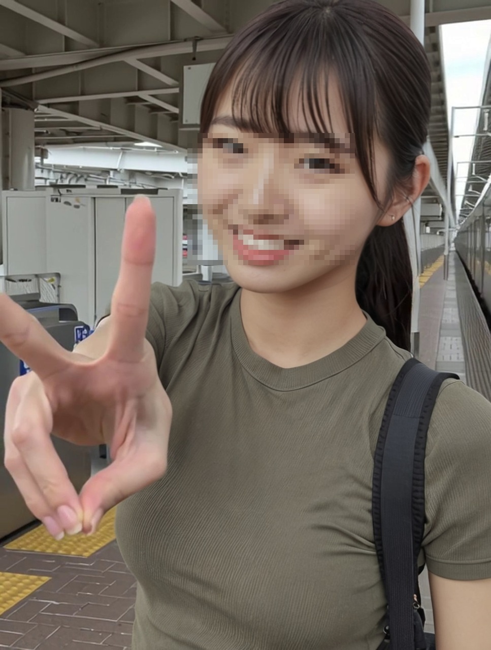 横顔とピースの画像その2